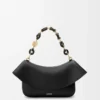 Sac Ola moyen en cuir de veau lisse noir