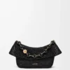 Sac Ola moyen en raphia et cuir de veau noir
