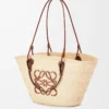 Sac panier Anagram moyen en palmier iraca et cuir de veau Naturel/Tan