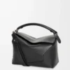 Sac Puzzle Edge moyen en cuir de veau classique noir