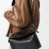 Sac Puzzle Edge moyen en cuir de veau classique noir