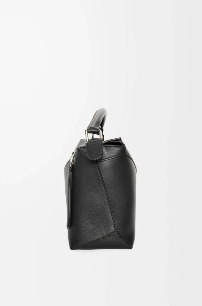 Sac Puzzle Edge moyen en cuir de veau classique noir