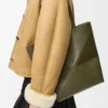 Sac Puzzle Fold moyen en cuir de veau brillant Dark Khaki