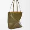 Sac Puzzle Fold moyen en cuir de veau brillant Dark Khaki