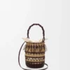 Sac seau en corde et cuir Marron foncé/Multicolore Sac seau en corde et cuir Marron foncé/Multicolore
