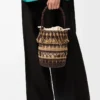 Sac seau en corde et cuir Marron foncé/Multicolore Sac seau en corde et cuir Marron foncé/Multicolore