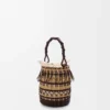 Sac seau en corde et cuir Marron foncé/Multicolore Sac seau en corde et cuir Marron foncé/Multicolore