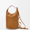 Sac seau Loop en cuir de veau suédé Tabac