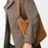 Sac seau Loop en cuir de veau suédé Tabac