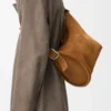 Sac seau Loop en cuir de veau suédé Tabac