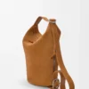 Sac seau Loop en cuir de veau suédé Tabac