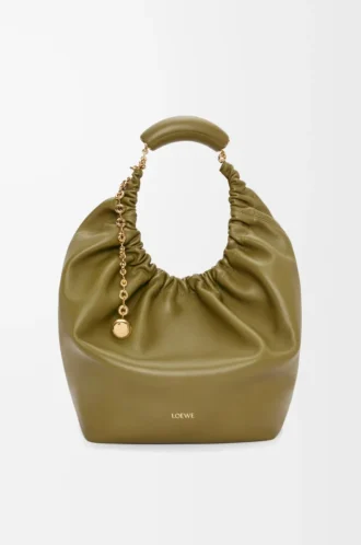 Sac Squeeze moyen en cuir d&rsquo;agneau nappa souple Olive