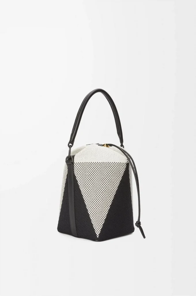 Sac Treasure Bako en toile jacquard et cuir de veau Naturel/Noir