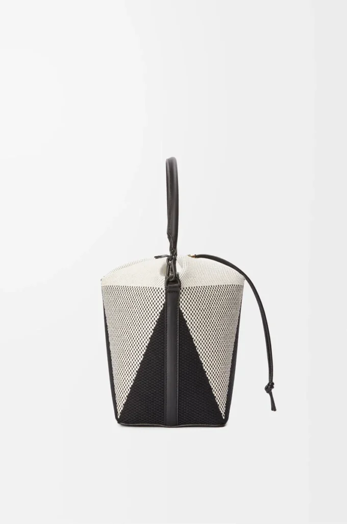 Sac Treasure Bako en toile jacquard et cuir de veau Naturel/Noir