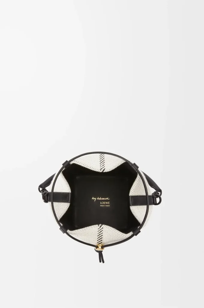 Sac Treasure Bako en toile jacquard et cuir de veau Naturel/Noir