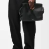 Sacoche Flamenco en cuir de veau souple et brillant Noir