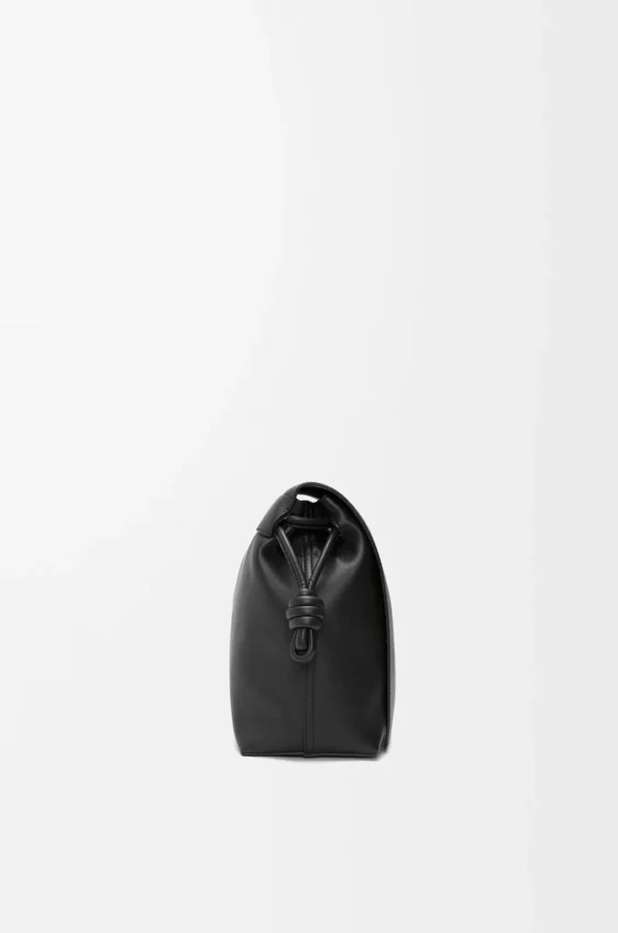 Sacoche Flamenco en cuir de veau souple et brillant Noir