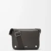 Sacoche Pebble moyenne en cuir de veau lisse gris foncé