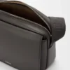 Sacoche Pebble moyenne en cuir de veau lisse gris foncé