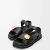 Sandale Fussbett Pebble en cuir de veau souple Noir