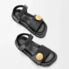 Sandale Fussbett Pebble en cuir de veau souple Noir