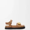 Sandale Pebble Fussbett en cuir de veau souple Oak
