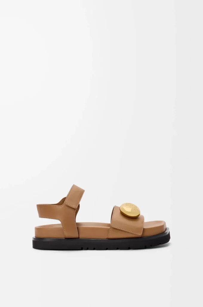 Sandale Pebble Fussbett en cuir de veau souple Oak