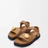 Sandale Pebble Fussbett en cuir de veau souple Oak
