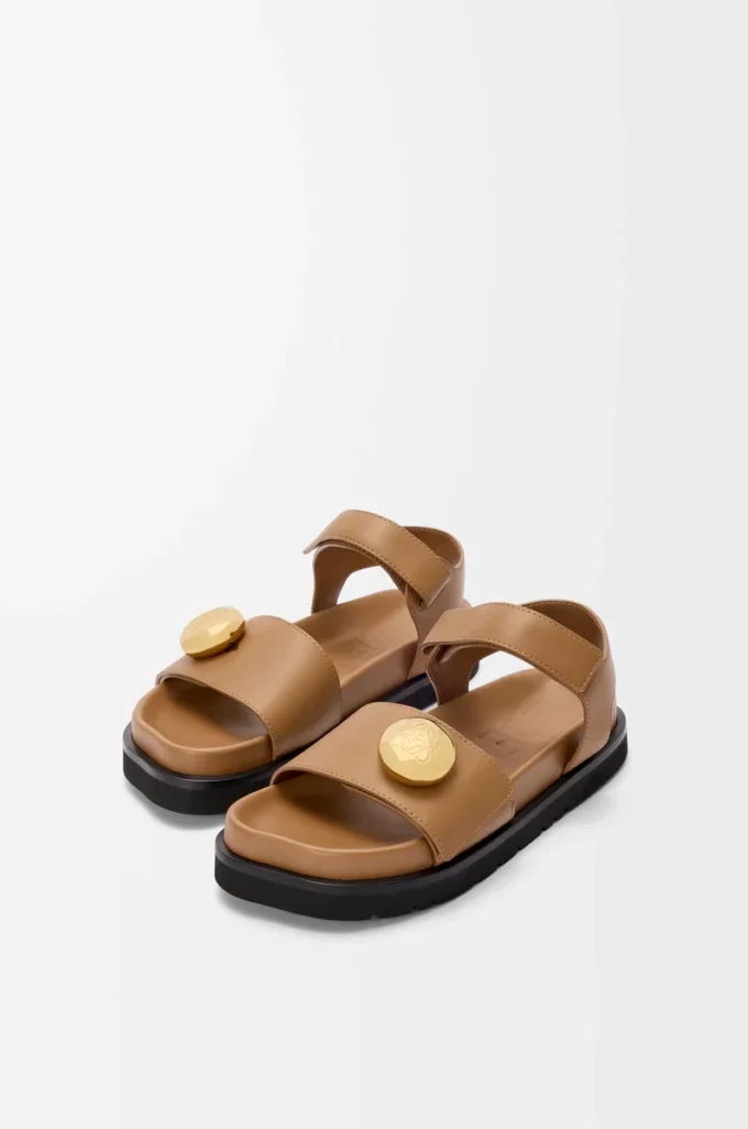 Sandale Pebble Fussbett en cuir de veau souple Oak