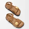 Sandale Pebble Fussbett en cuir de veau souple Oak