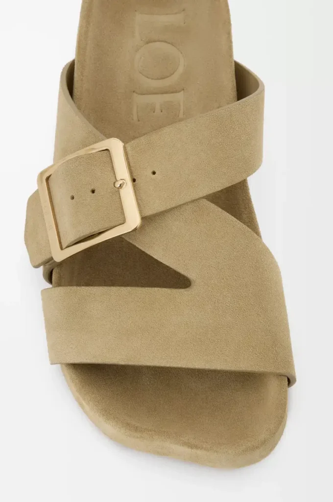 Sandales à boucle faciles à enfiler en daim Sahara