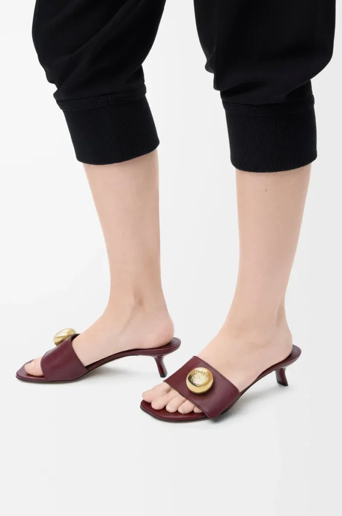 Sandales Pebble en cuir de veau souple Bordeaux