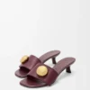 Sandales Pebble en cuir de veau souple Bordeaux