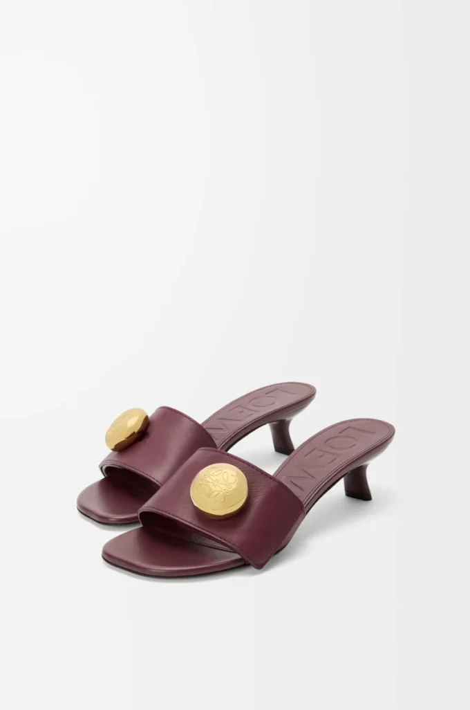 Sandales Pebble en cuir de veau souple Bordeaux
