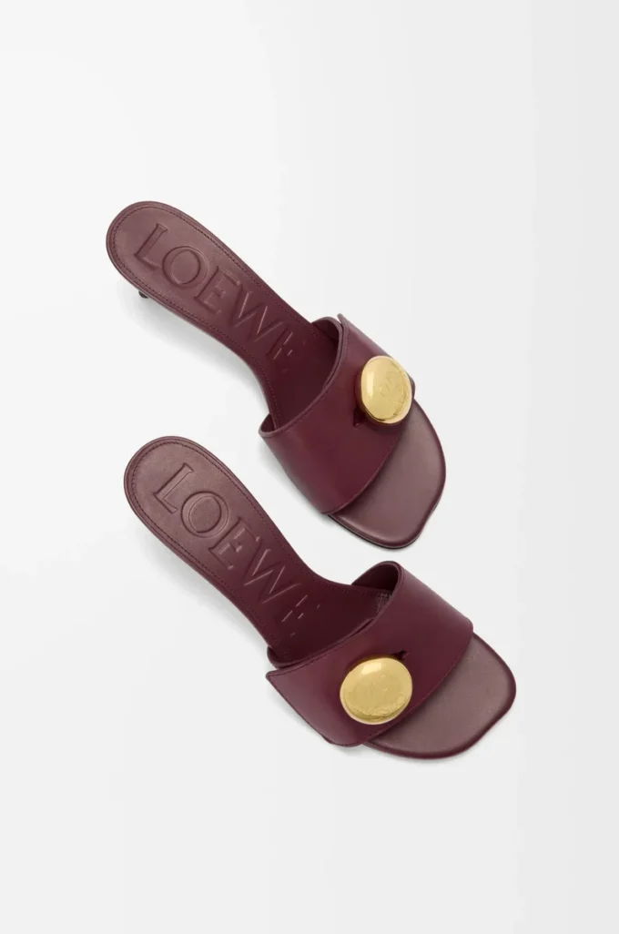 Sandales Pebble en cuir de veau souple Bordeaux