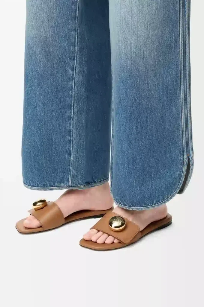 Sandales Pebble en cuir de veau souple Oak