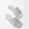 Sandales Petal Anagram en cuir d’agneau laminé Argent Sandales Petal Anagram en cuir d’agneau laminé Argent