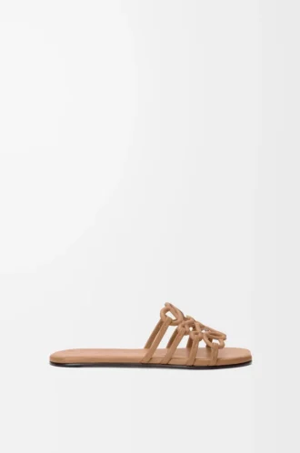 Sandales Petal Anagram en cuir de veau souple Camel