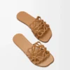 Sandales Petal Anagram en cuir de veau souple Camel