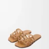 Sandales Petal Anagram en cuir de veau souple Camel