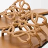 Sandales Petal Anagram en cuir de veau souple Camel