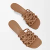 Sandales Petal Anagram en cuir de veau souple Camel