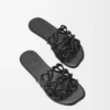 Sandales Petal Anagram en cuir de veau souple noir Sandales Petal Anagram en cuir de veau souple noir