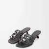 Sandales Petal Anagram en cuir de veau souple noir