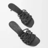 Sandales Petal Anagram en cuir de veau souple noir