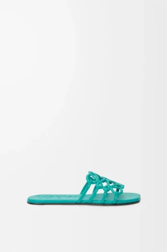 Sandales Petal Anagram en cuir de veau souple Turquoise