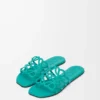 Sandales Petal Anagram en cuir de veau souple Turquoise