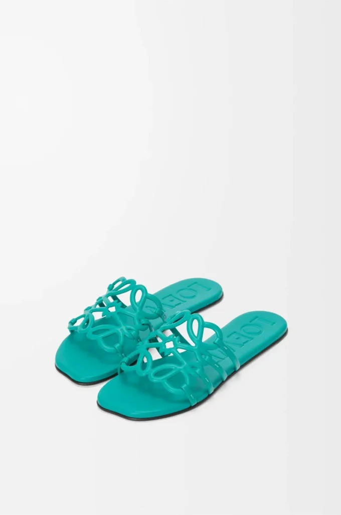 Sandales Petal Anagram en cuir de veau souple Turquoise