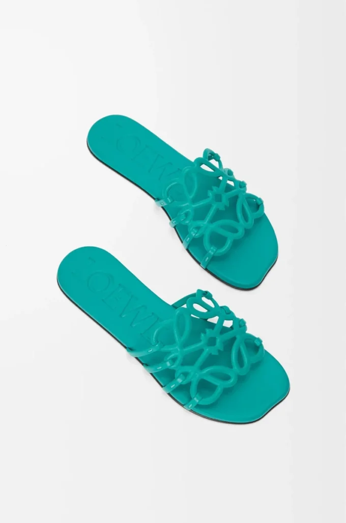 Sandales Petal Anagram en cuir de veau souple Turquoise