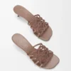 Sandales Petal Anagram en daim orné de strass Taupe clair